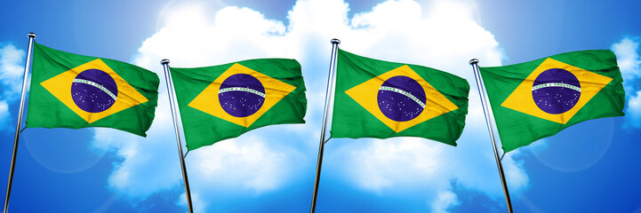 Brasil flag, 3D rendering, on cloud background