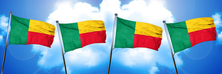 Benin flag, 3D rendering, on cloud background