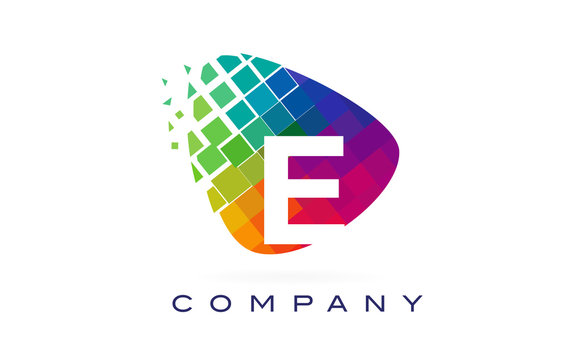 Letter E Colourful Rainbow Logo Design.