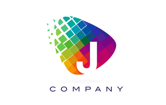 Letter J Colourful Rainbow Logo Design.
