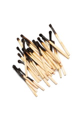 Matches isolated on white background. Closeup shot.