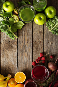 Variety Of Fresh Vegetable And Fruit Juices