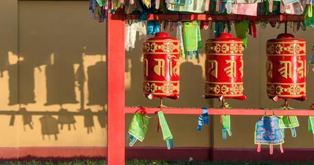 Fototapeta na wymiar Buddhist prayer wheels