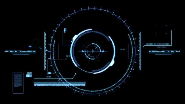 High technology viewfinder. High quality futuristic viewfinder. It's ideal for the inside to the movie, or animation material. Inside three animations: 1. Blue glowing viewfinder, 2. White, matte view