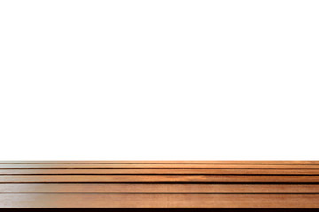 Wood table top  isolated on white background