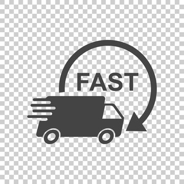 Delivery truck vector illustration. Fast delivery service shipping icon. Simple flat pictogram for business, marketing or mobile app internet concept