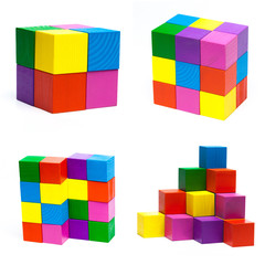 Fototapeta na wymiar multicolor wooden game cube