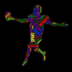 American football typography word cloud colorful Vector illustration