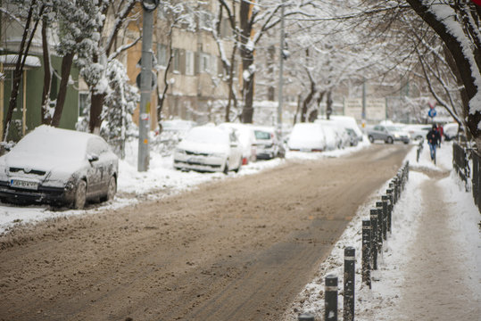 Winter From Street Of Bucharest