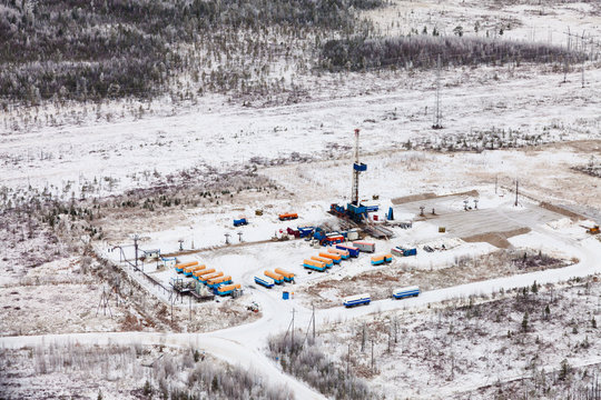 oil rig in the winter