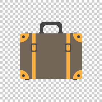 Suitcase flat vector illustration on isolated background. Case for tourism, journey, trip, tour, voyage, summer vacation.