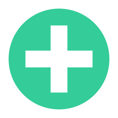 Flat plus icon addition circle sign add circular button