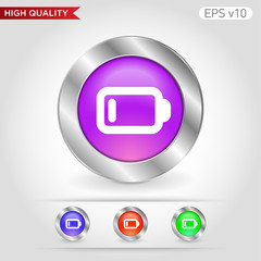 Colored icon or button of battery symbol with background