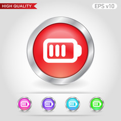 Colored icon or button of battery symbol with background
