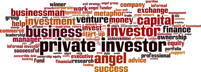 Private investor word cloud concept. Vector illustration