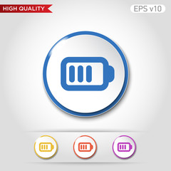 Colored icon or button of battery symbol with background