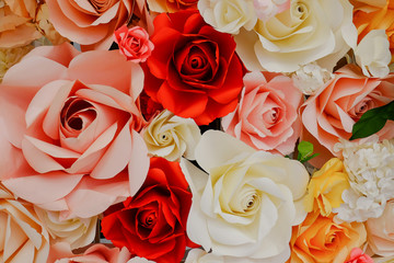 Colorful artificial rose making from paper