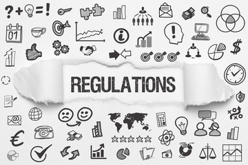 Regulations / weißes Papier mit Symbole
