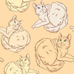 Seamless pattern with cats.