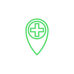 Obraz premium hospital location line icon, outline vector logo illustration, linear colorful pictogram isolated on white