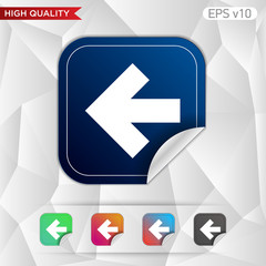 Colored icon or button of left arrow symbol with background