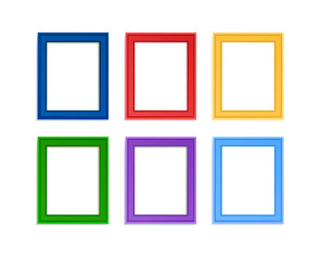 Multi colored photo frames for children picture composed in composition.