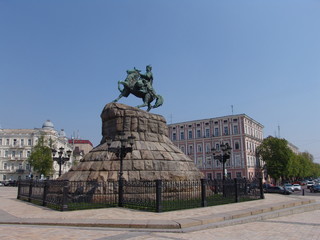 Fototapeta premium Ukraine. Kiev. The monument to Bogdan Khmelnitsky at the Sophia Square