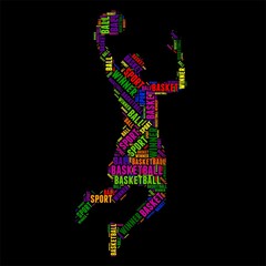basketball typography word cloud colorful Vector illustration