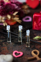 Perfume oil in small glass bottle for Valentine's day