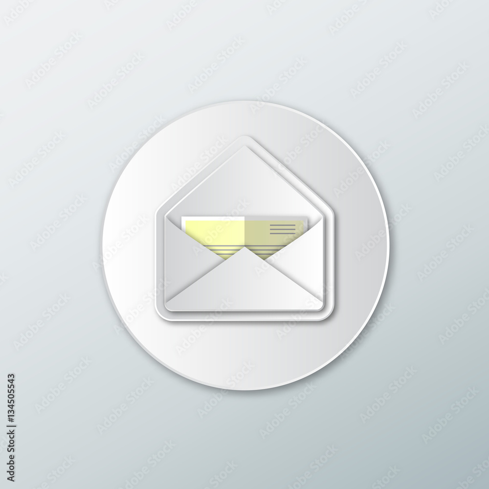 Poster icon white letters with a message in a flat style with shadow on a white background