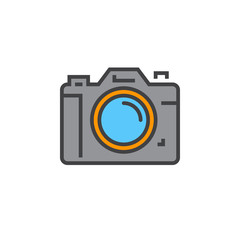 Photo camera line icon, filled outline vector sign, linear colorful pictogram isolated on white. logo illustration