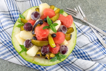 fruit salad in a melon