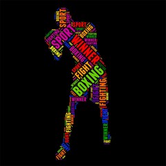 boxing Typography word cloud colorful Vector illustration