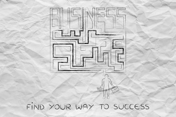 entrepreneur on its way to establish a business, maze-looking pa