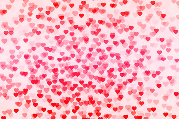 Valentines day background in red color with hearts.