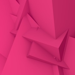 Abstract background consisting of geometric shapes. 3d pink triangles