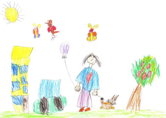 Child's drawing of a happy kid