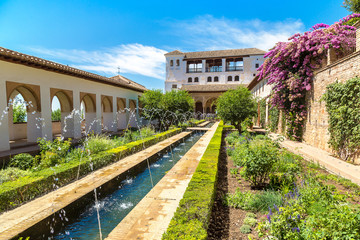 Fountain and gardens in Alhambra