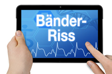 Tablet mit Diagnose Bänderriss