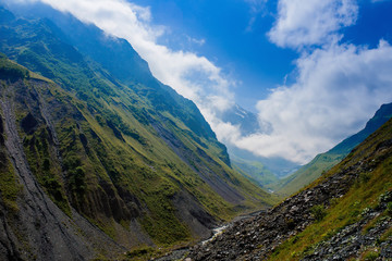 Clouds and mountains, Caucas Mountains, Karmadon