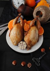 Baked quails,Quails baked with vegetables, Healthy Eating, 