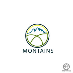 Flat Mountain. Logo of Travel Icons.
