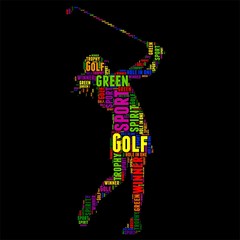 Golf Typography word cloud colorful Vector illustration