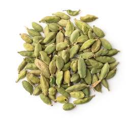 Top view of dry cardamom pods