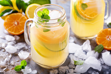 Citrus fruit lemonade in mason jars
