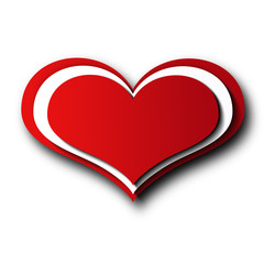 red heart  on pink background. Card