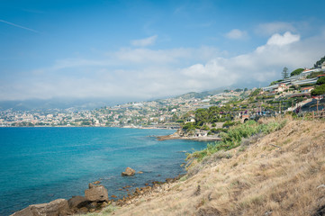 Fototapeta na wymiar view of the coast of the Ligurian Sea
