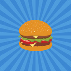 Delicious isolated cheese hamburger