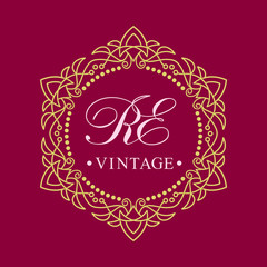 Golden monogram initials. Templates vintage vector elements. Elegant insignia, frame, label, logo design in line style.