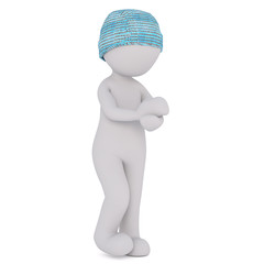 Cold 3d toon wearing blue woolly hat